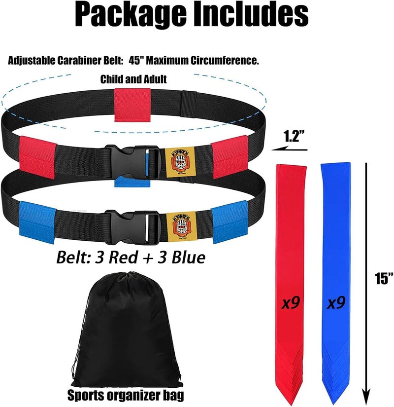 Ynotus Flag Football Belts for Kids&Adult 6/10/14 Adjustable Flag Football Set 14 Player With 42 Flags For Flag Football Flags Belts - Image 2
